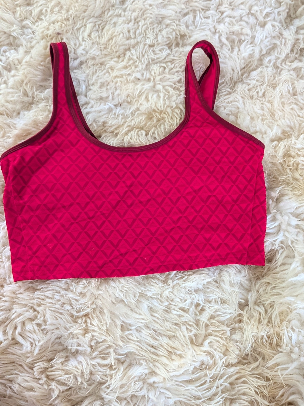 Lululemon Textured Mesh Tennis Tank Top Women’s XL Red Shelf Bra B/C